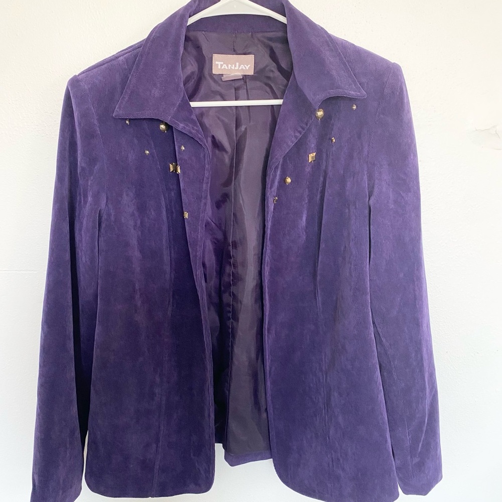 TanJay Women’s Purple Blazer Jacket Beaded Medium